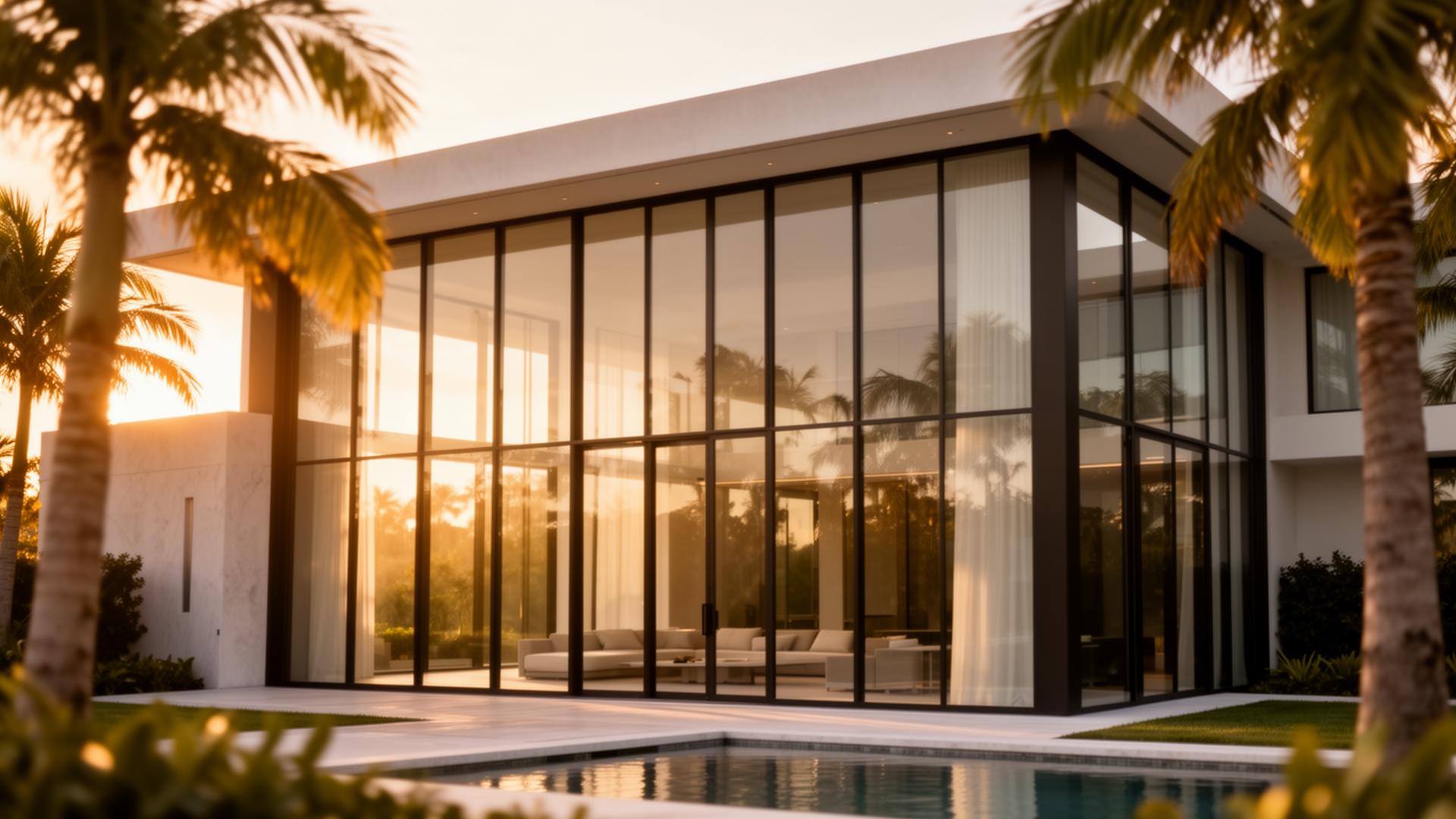 Modern Miami residence with impact-resistant glass facade